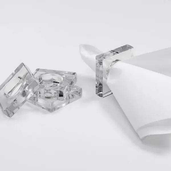 Hot Marie Dumas Acrylic Crystal Clear Napkin Ring - Set of 4