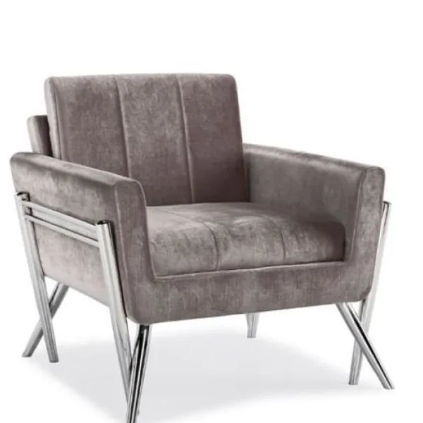 New Marie Dumas Adeline Grey Velvet/Chrome Chair