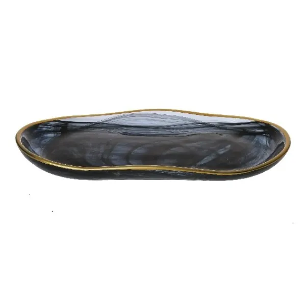 Outlet Marie Dumas Alabaster Serving Tray with Gold Trim