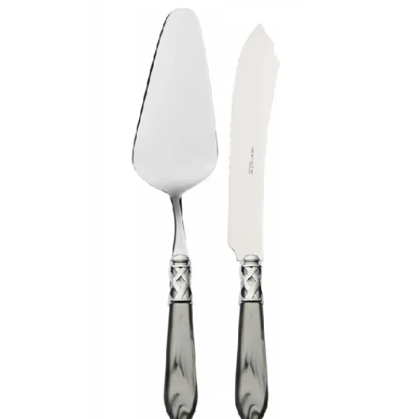 Flash Sale Marie Dumas Aladdin Grey Cake & Knife Serving Set