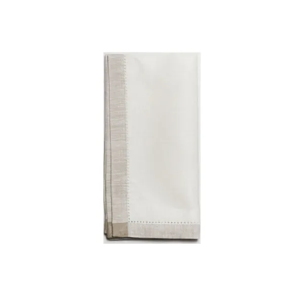 Best Marie Dumas Atlas Napkin White with Taupe Border