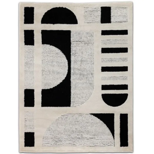 Discount Marie Dumas Black & Beige Shape Sherpa 3x5 Rug