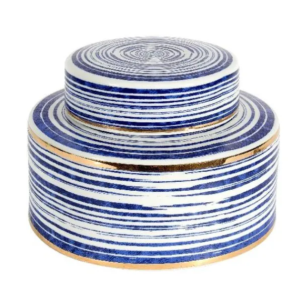 Clearance Marie Dumas Blue & White Linear Round Jar