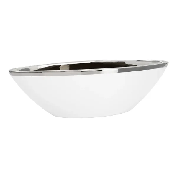 Best Marie Dumas Boat Bowl Small White with Silver Trim