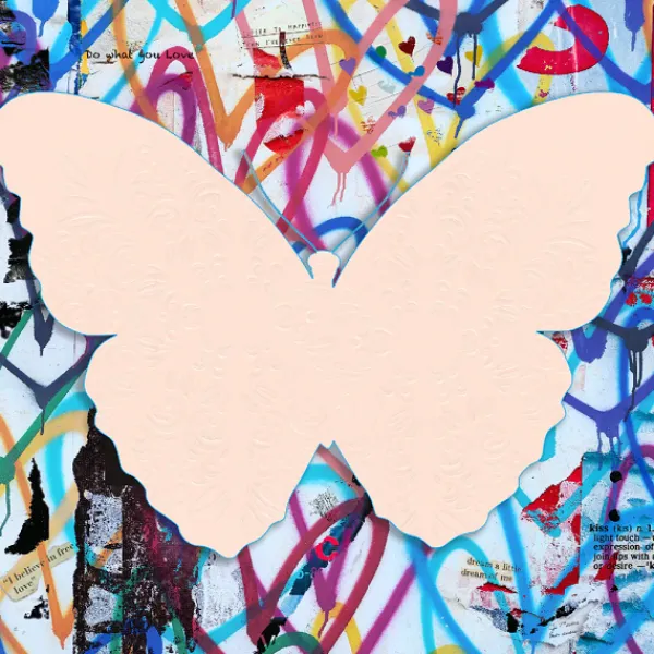 Flash Sale Marie Dumas Butterfly Blanc Graffiti Wall Art