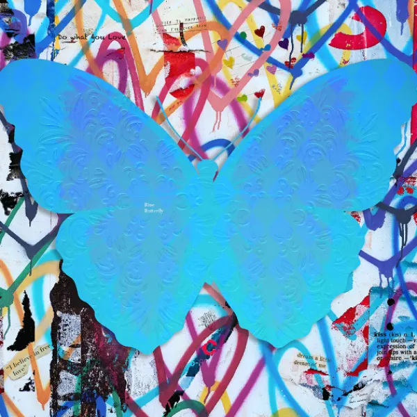 Online Marie Dumas Butterfly Bleu Graffiti Wall Art