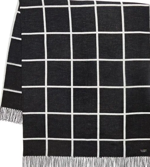 New Marie Dumas Cashmink Black & White Grid Throw