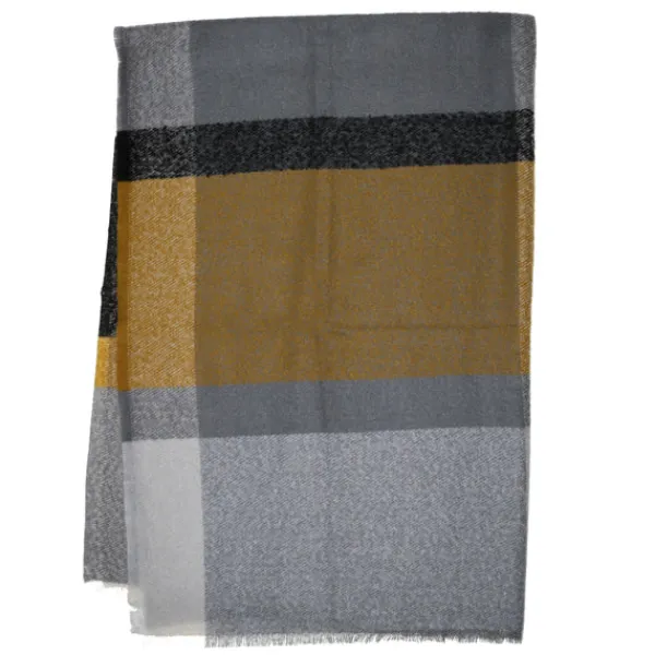 Shop Marie Dumas Cashmink Grey Plaid Boucle Throw