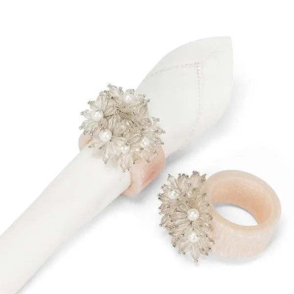 Flash Sale Marie Dumas Clear Beaded Flower Napkin Ring