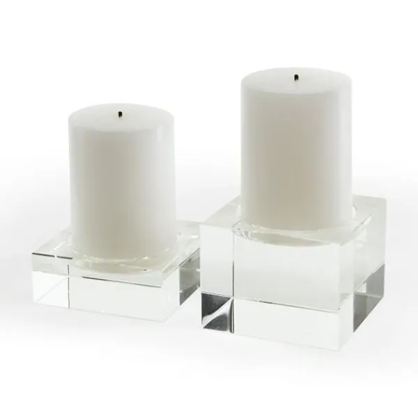 New Marie Dumas Crystal Square Candle Holder Pillar - Medium