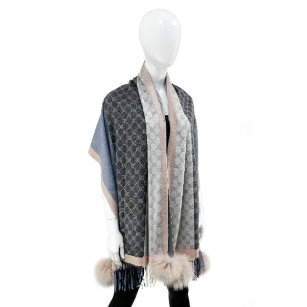 Clearance Marie Dumas Designer Scarf with Fox Pompom