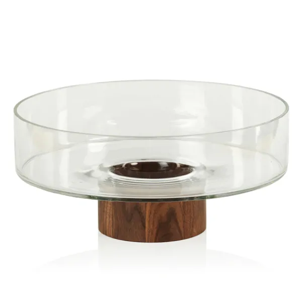 Best Marie Dumas Glass Bowl with Walnut Wood Base