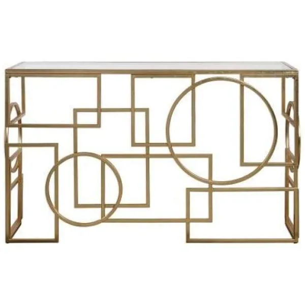 New Marie Dumas Gold Geometric Console Table