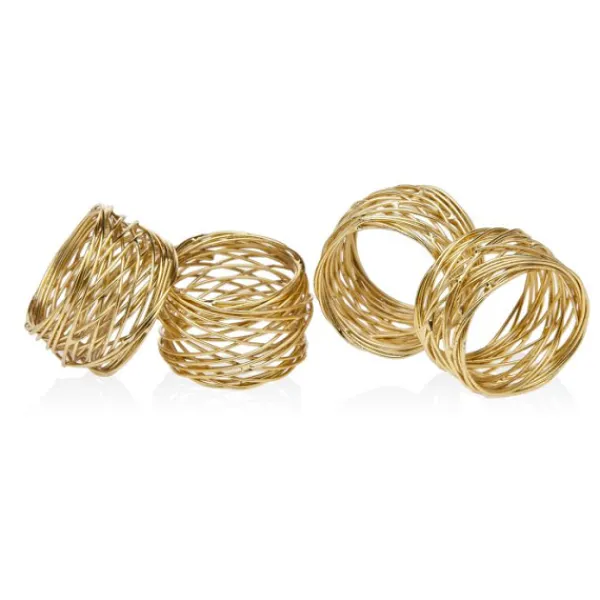 Flash Sale Marie Dumas Gold Round Mesh Napkin Rings