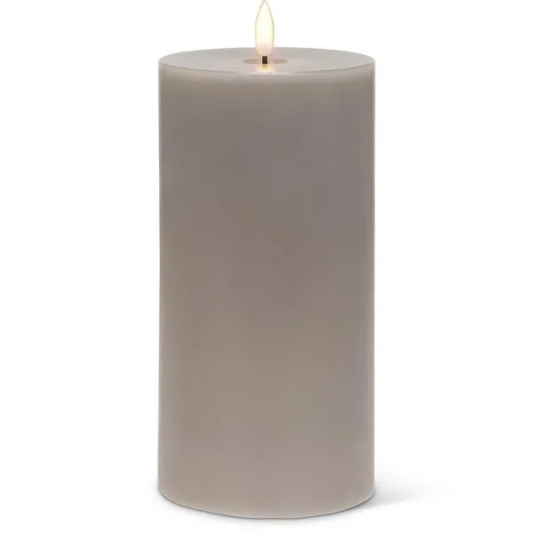 New Marie Dumas Grey Flameless LED 4x8 Pillar Candle