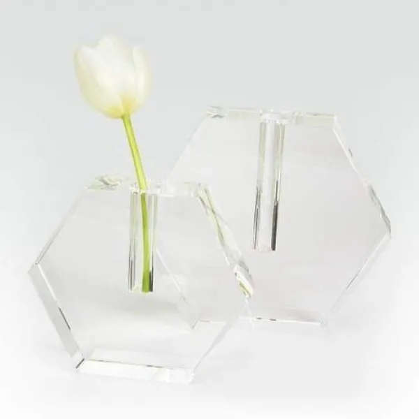 Cheap Marie Dumas Hexagonal Crystal Glass Flat Vase - Large