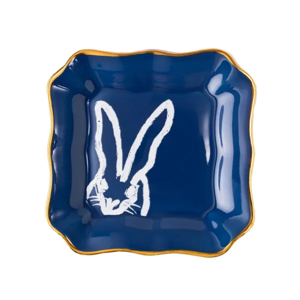 Store Marie Dumas Hunt Slonem Blue Bunny Portrait Trinket Tray