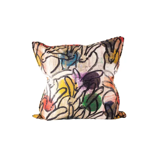 Store Marie Dumas Hunt Slonem Bunnies & Orbs Pillow