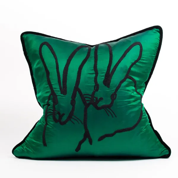 Shop Marie Dumas Hunt Slonem Emerald Silk Bunny Pillow