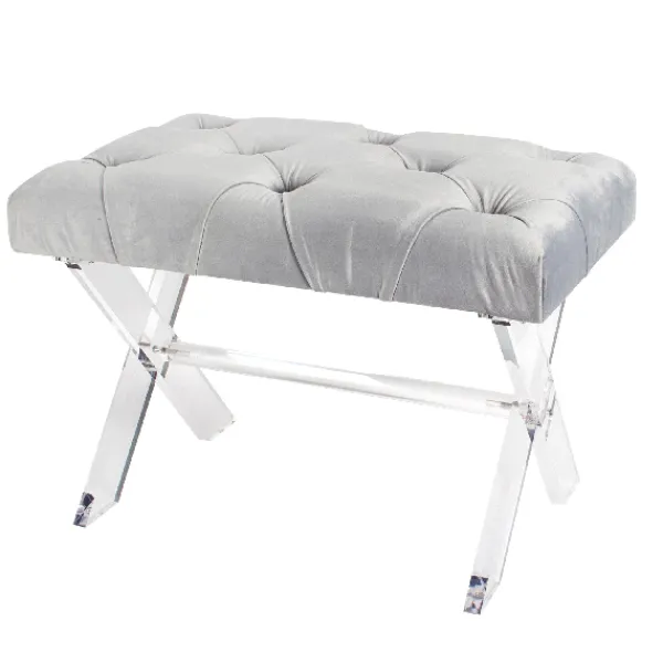 Sale Marie Dumas Jasmine Light Grey Bench with Acrylic