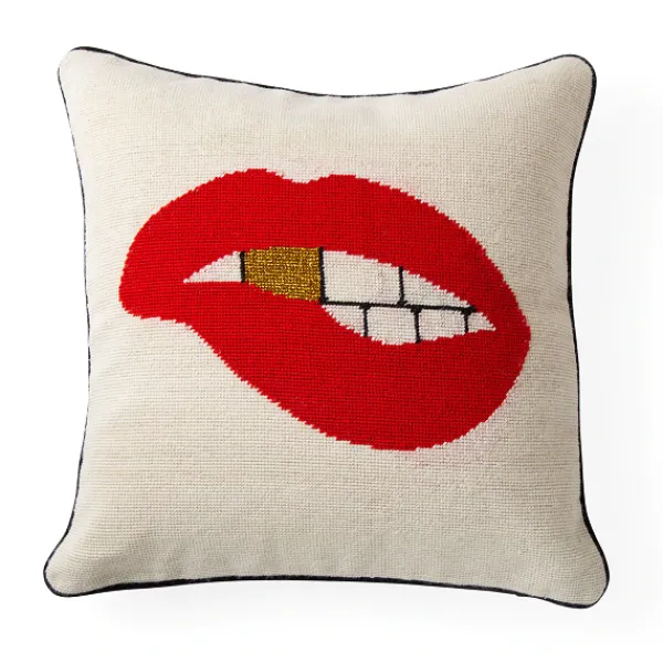 Store Marie Dumas Jonathan Adler Lips Needlepoint Pillow