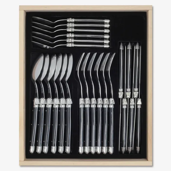 Clearance Marie Dumas Laguiole by Andre Verdier Black 24 Piece Flatware Set