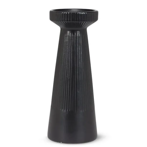 Outlet Marie Dumas Large Black Ribbed Pillar Holder