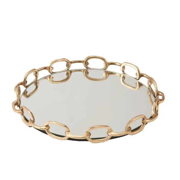 Cheap Marie Dumas Linked Mirrored Tray Brass - Large