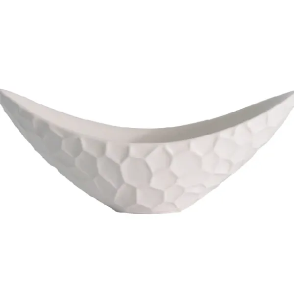 Clearance Marie Dumas Long Matte White Honeycomb Bowl