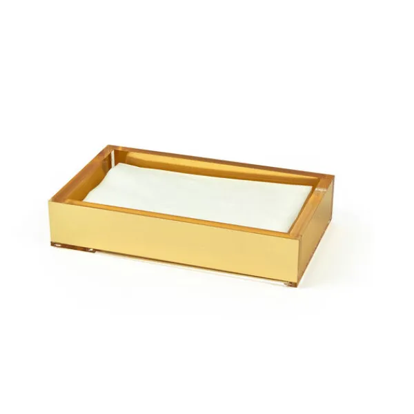 Best Marie Dumas Lucite Napkin Tray - Gold