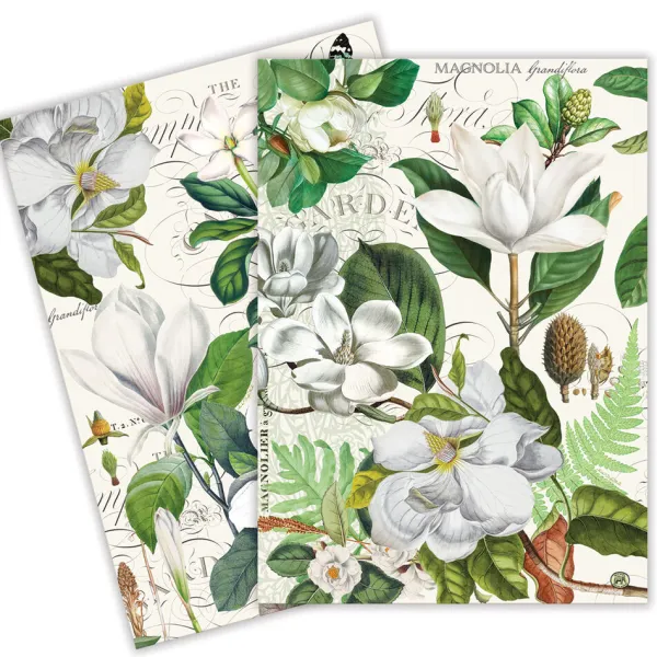 New Marie Dumas Magnolia Petals Set of 2 Kitchen Towels