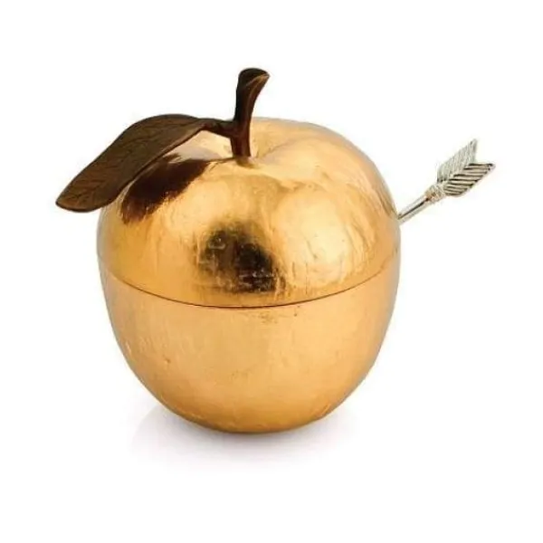 Cheap Marie Dumas Michael Aram Apple Honey Pot with Spoon Goldtone