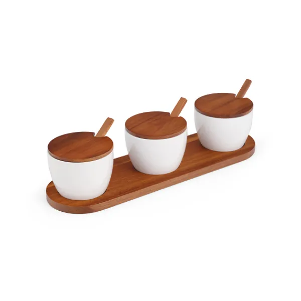 Hot Marie Dumas Nambe Duet Set 3 Condiment Bowls with Spoons