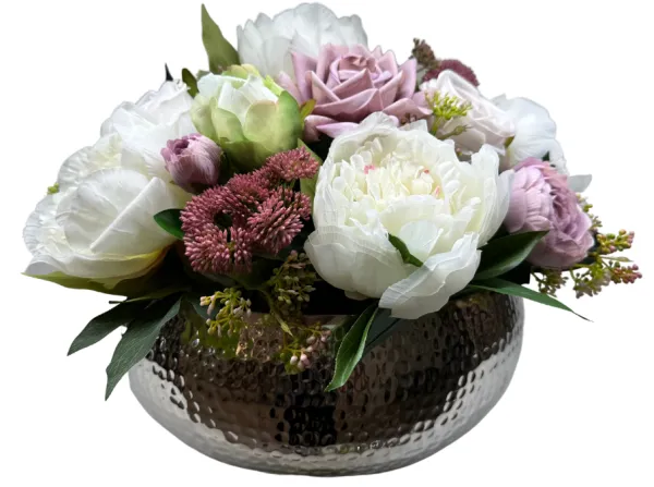 Cheap Marie Dumas Peony & Rose in Hammered Bowl Floral Arrangement