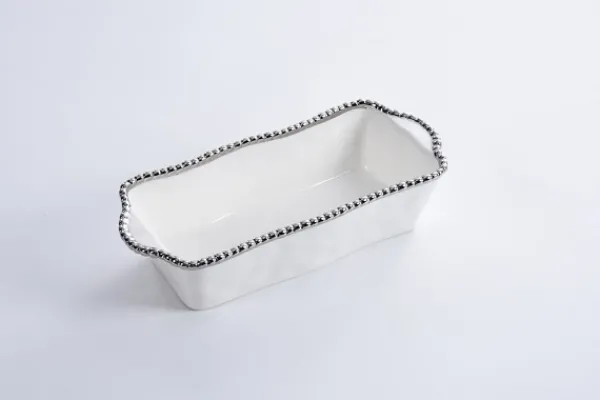 Shop Marie Dumas Porcelain Loaf Baking Dish - White & Silver