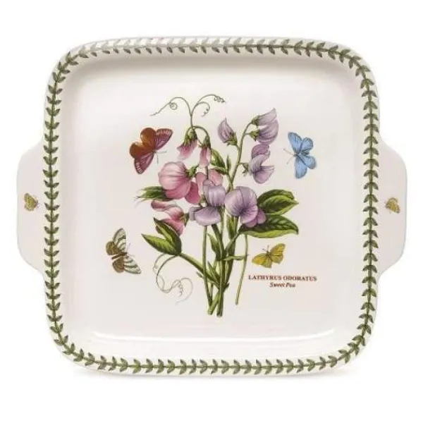 New Marie Dumas Portmeirion Botanic Garden Square Handled Dessert Dish