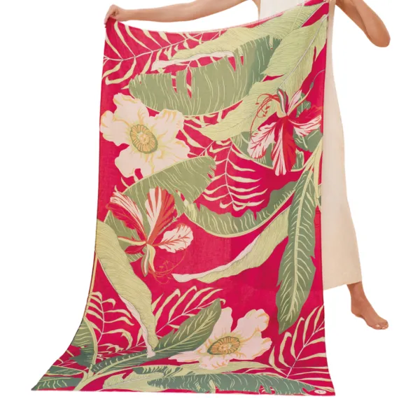 New Marie Dumas Powder Delicate Tropical Dark Rose Scarf