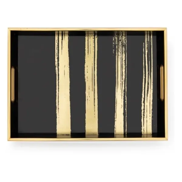 New Marie Dumas Rectangular Gold Stripe Tray - Large