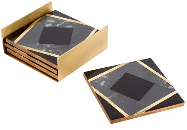 Online Marie Dumas Resin Geometric Coasters - Set of Four