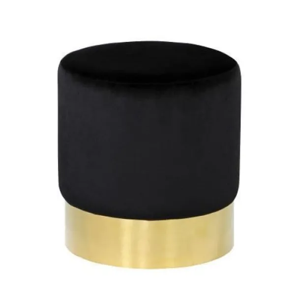 Outlet Marie Dumas Riana Black Velvet Ottoman w/ Gold Base