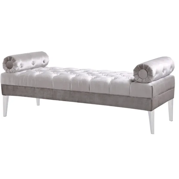 Sale Marie Dumas Serena Long Grey Velvet Bench