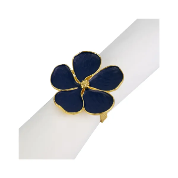 Flash Sale Marie Dumas Set of 4 Blue Flower Napkin Rings