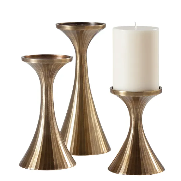 Sale Marie Dumas Set of 3 Ribbed Candle Holders - Brass