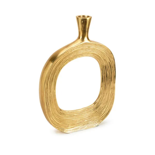 Best Sale Marie Dumas Short Gold Strips Metal Vase