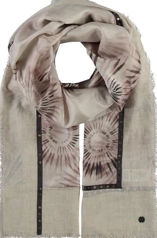 Store Marie Dumas Silk Patterned Beige Scarf