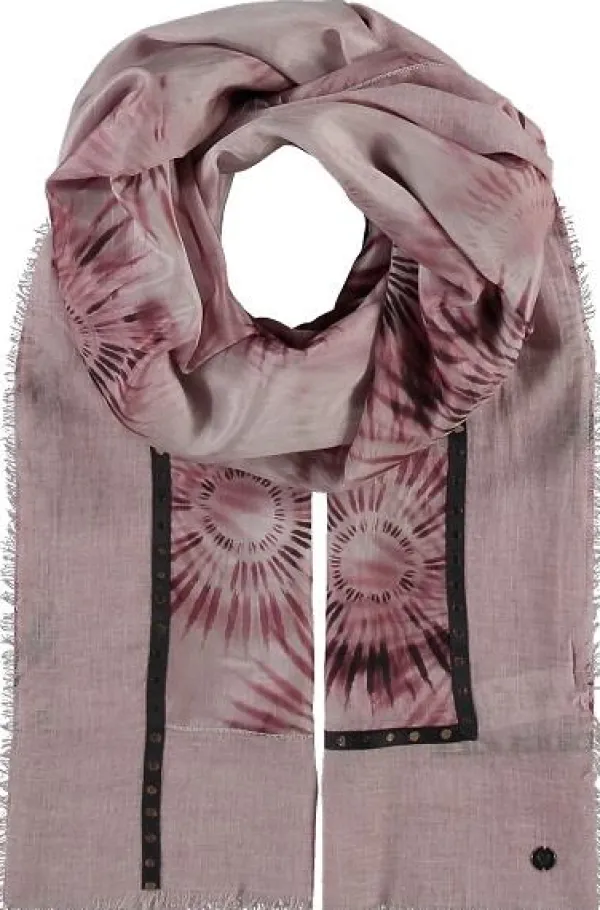 Outlet Marie Dumas Silk Patterned Pink Scarf