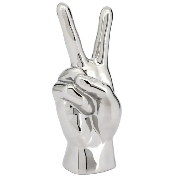 Online Marie Dumas Silver Ceramic Peace Sign Sculpture