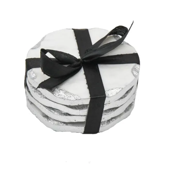 Hot Marie Dumas Silver Edge Coasters - Set of 4