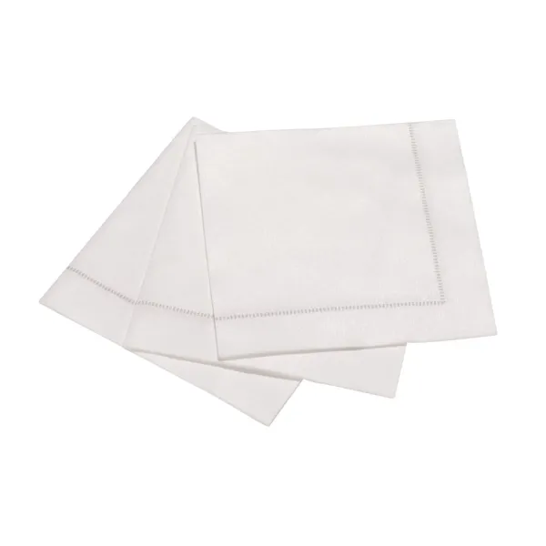 Best Marie Dumas Silver Grey 25 Piece Hemstitch Cocktail Napkins