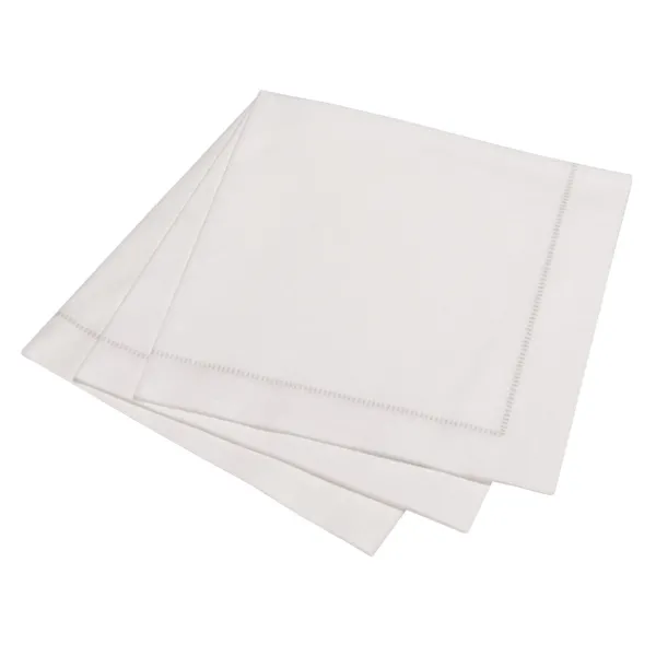 Store Marie Dumas Silver Grey 25 Piece Hemstitch Dinner Napkins